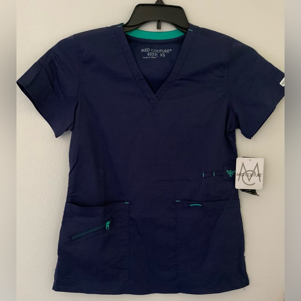 Med Couture Navy V-neck scrubs top women